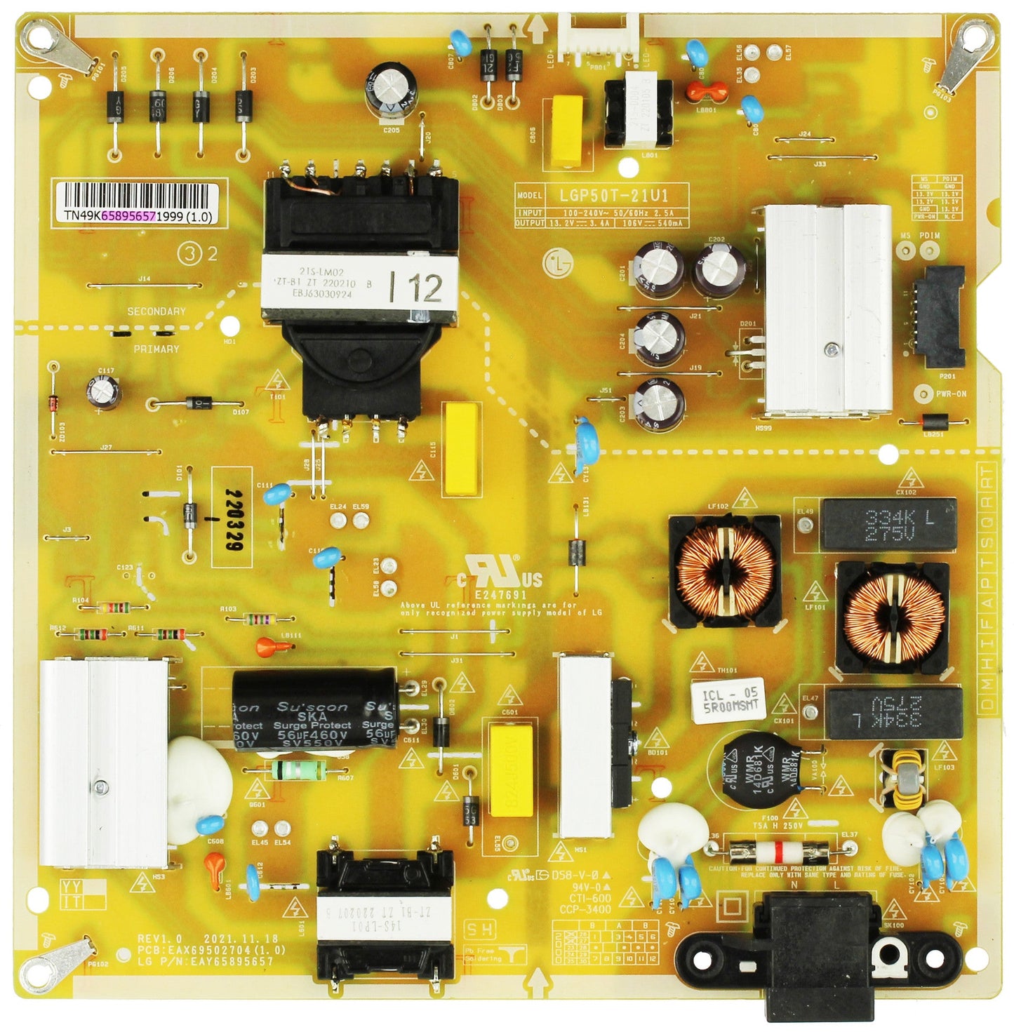 LG Part# EAY65895657 Power Supply Board Assembly - Genuine OEM