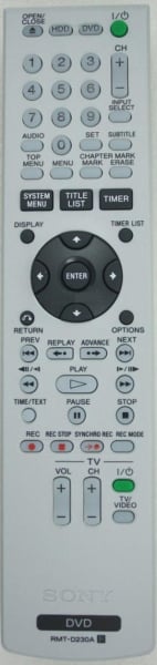 Sony Remote Control (Rmt-D231P) - 1-479-557-12