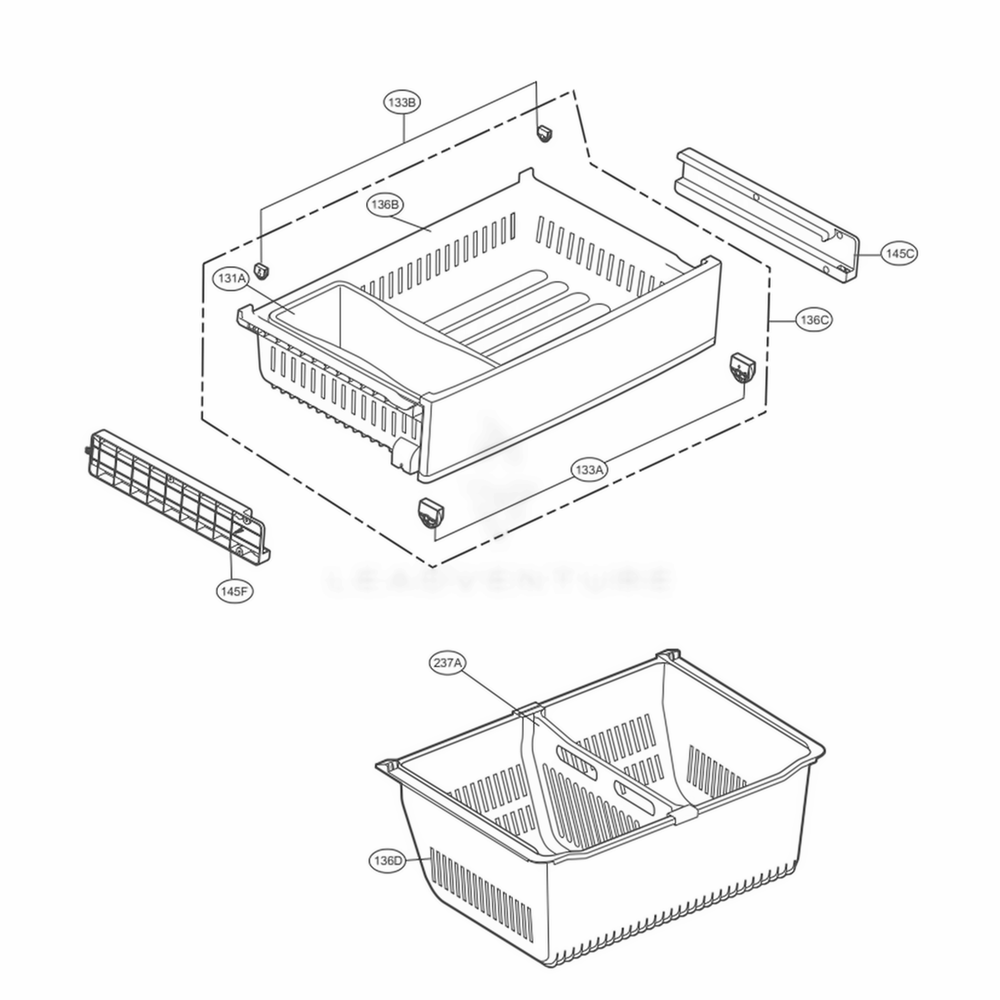 LG Part# AJP75234919 Drawer Tray Assembly - Genuine OEM