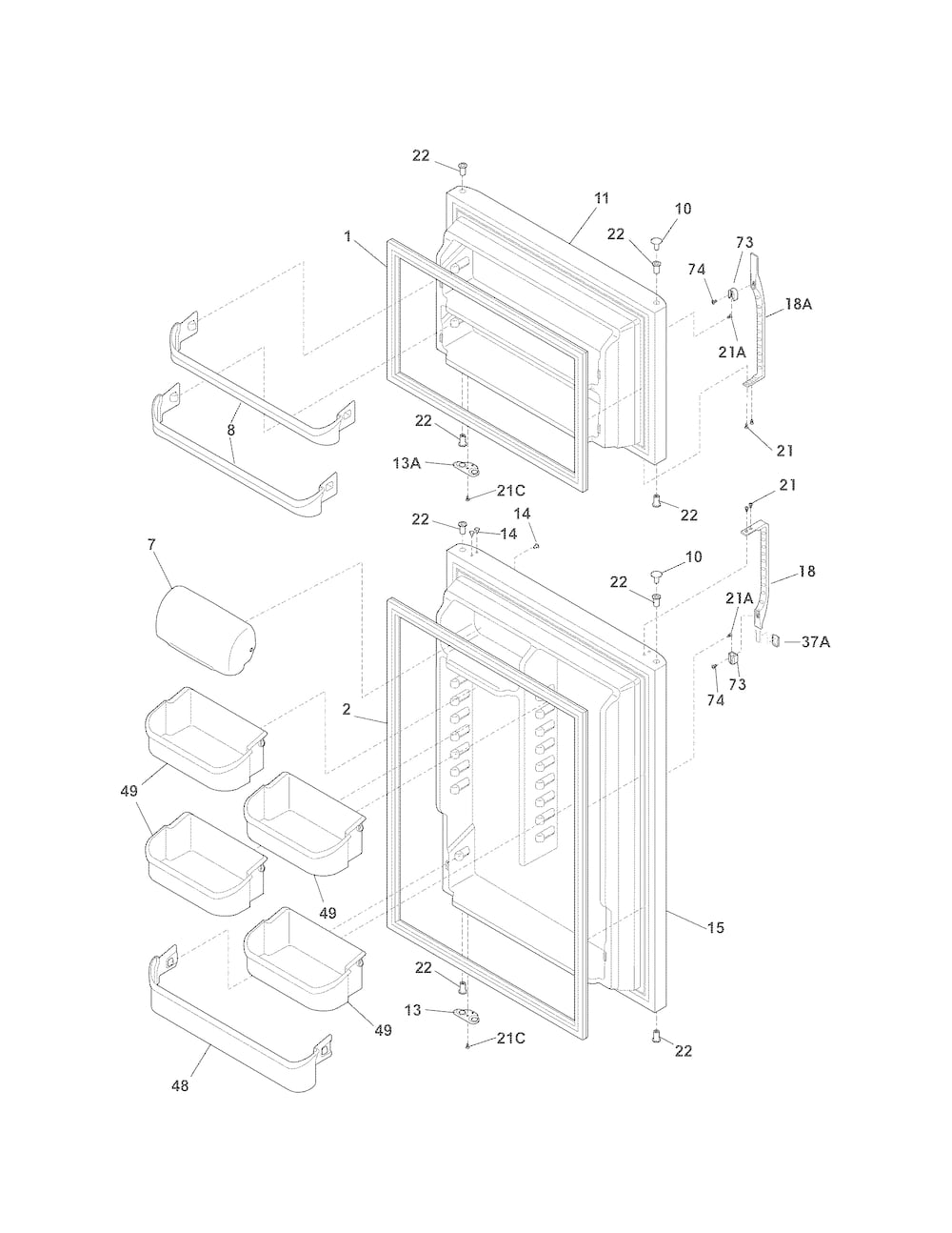 Frigidaire Refrigerator Door Gasket - Black, Fresh Food 241872512