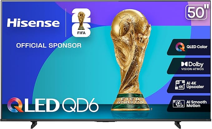 Hisense 50QD6QF 50-Inch QD6 Series QLED 4K UHD Smart Fire TV (HDR & Voice Control)