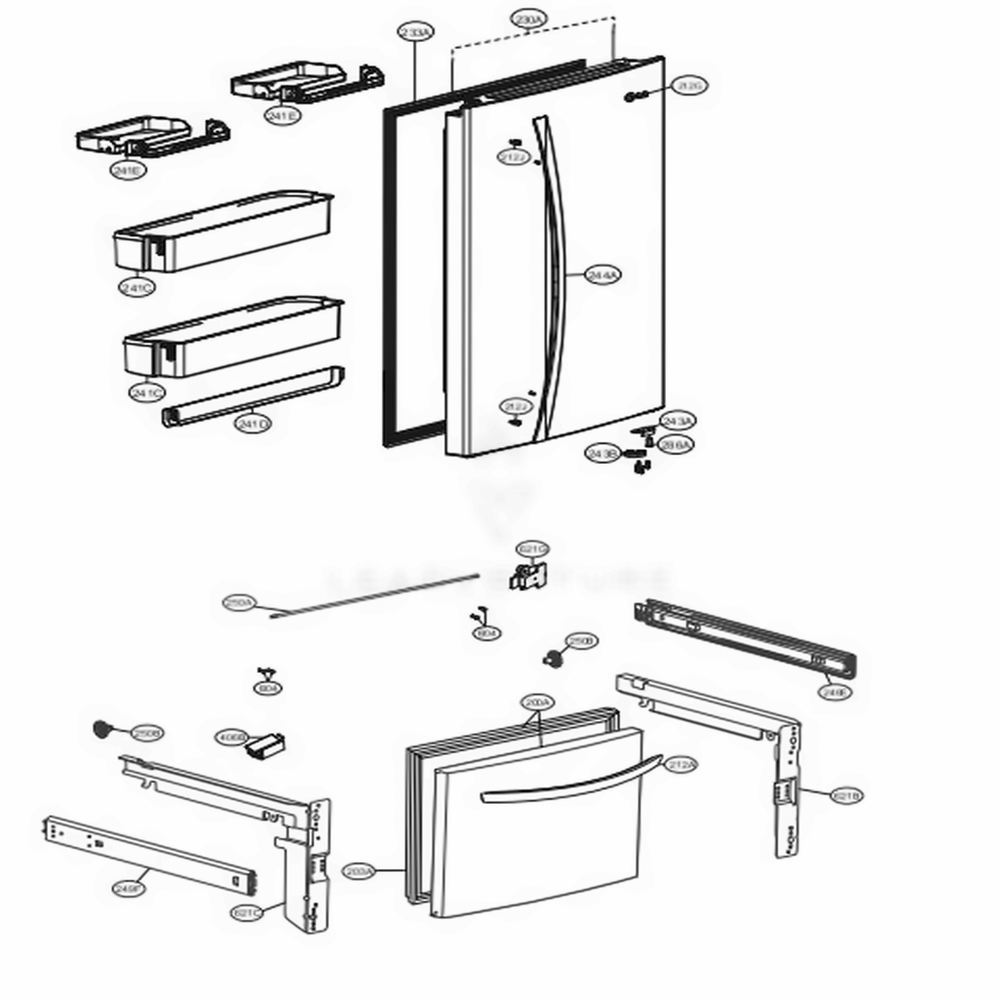 LG Refrigerator Door Gasket Assembly ADX75550605