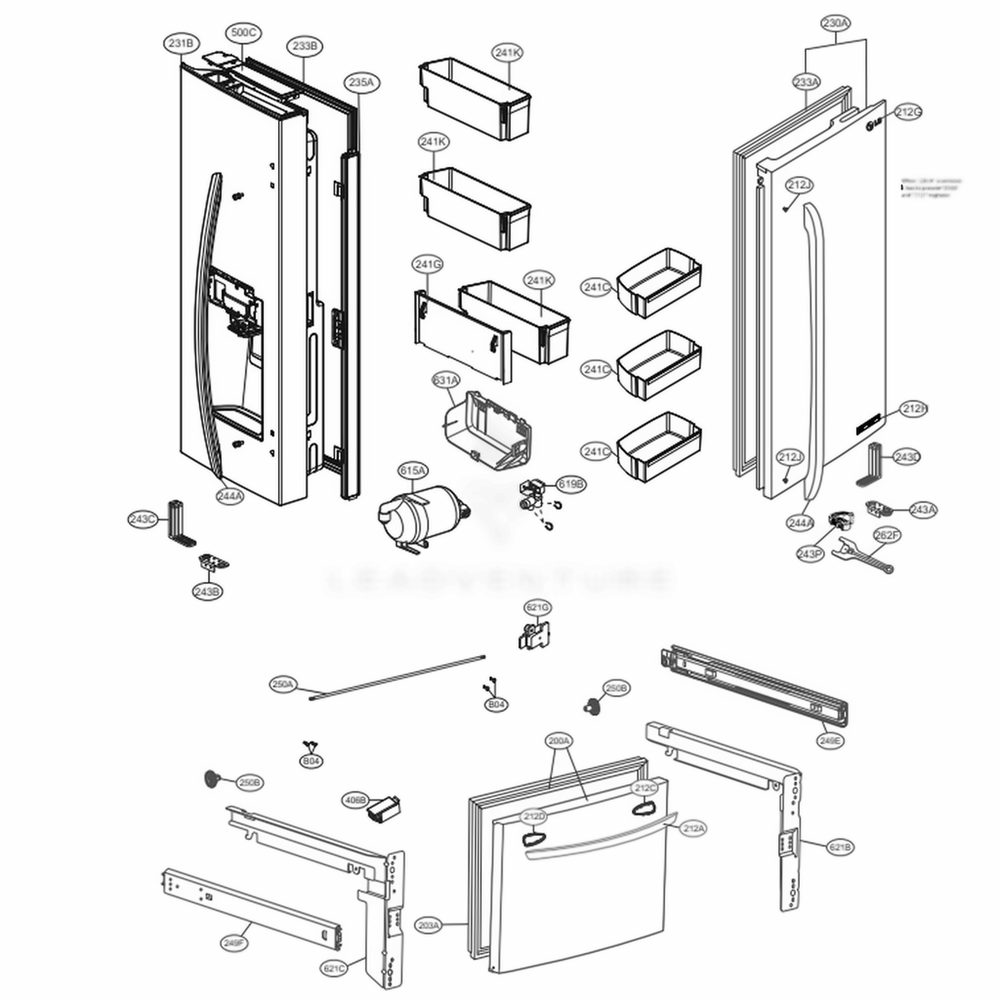 LG Part# ADD73497638 Door Assembly - Genuine OEM