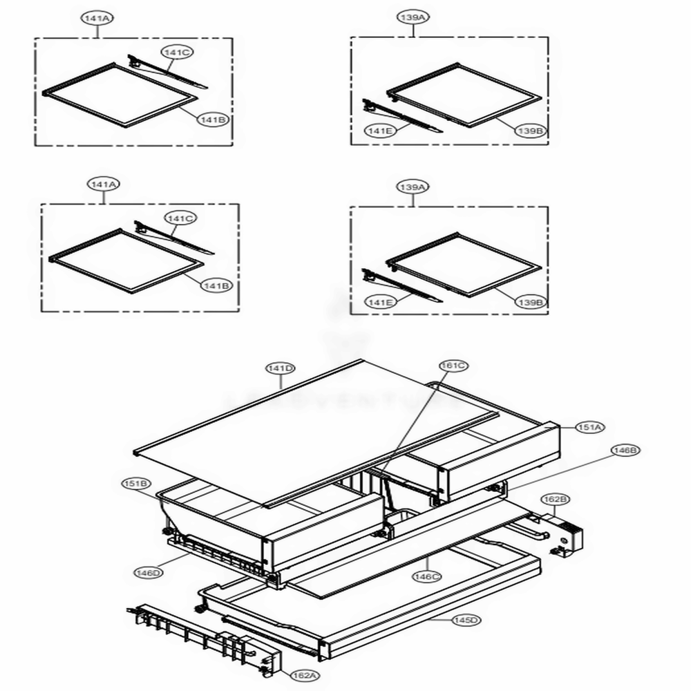 LG Part# MHL64471605 Glass Shelf - Genuine OEM