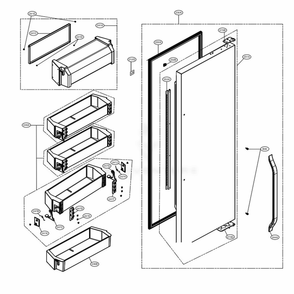 LG Part# ADC73447406 Door Assembly - Genuine OEM