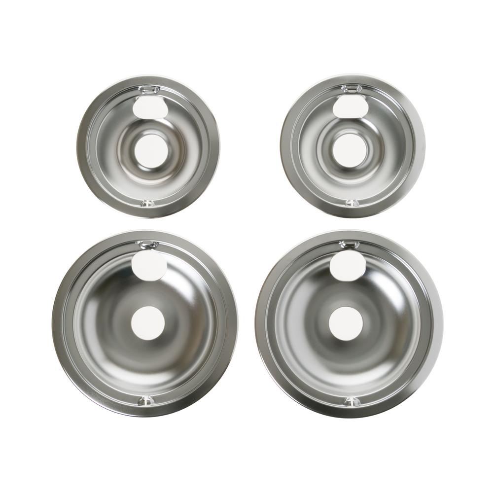 GE Cooking Product Chrome Cooktop Drip Pan Set (4 Pack) GE68C