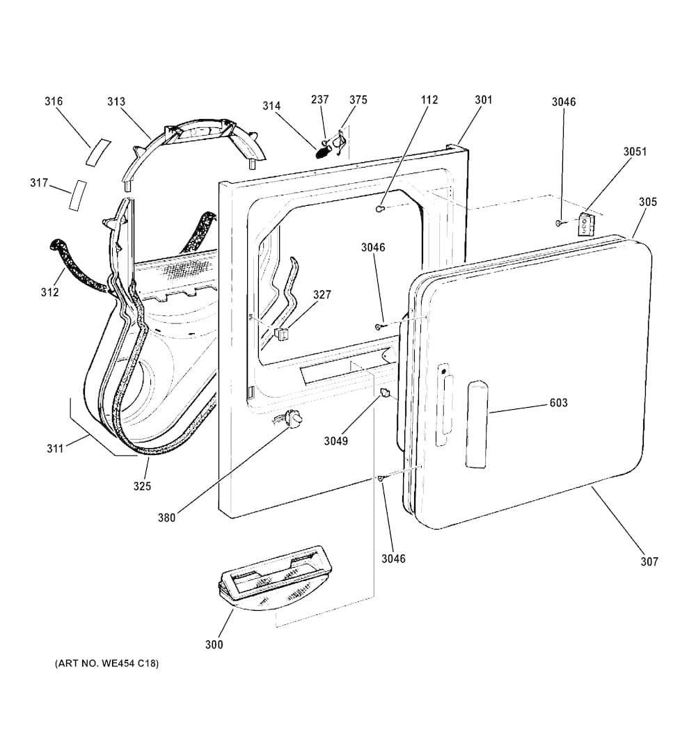 GE Washers and Dryer Door Hinge WE1M1033