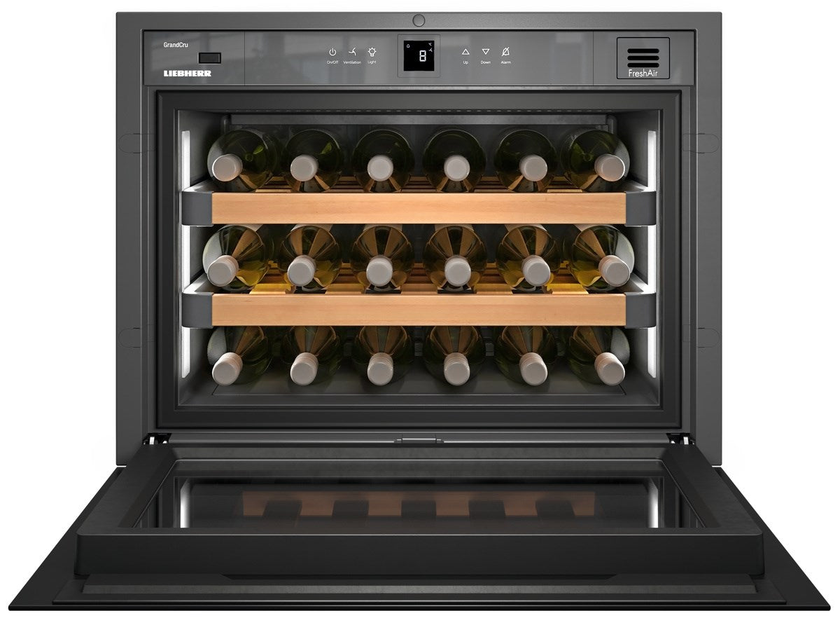 Liebherr HWGB1803 24 Inch Built-in Wine Cooler with Push-to-Open Drop-Down Door