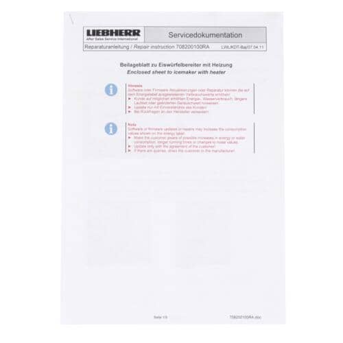 Liebherr Part# 708200100 Storage Cabinet Insert - Genuine OEM