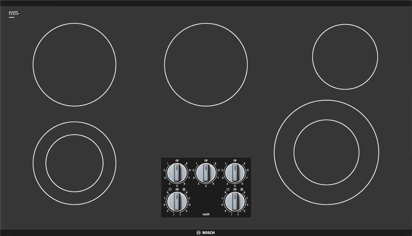 Bosch NEM5666UC/01 500 Series Electric Cooktop 36'' Black, Surface Mount Without Frame