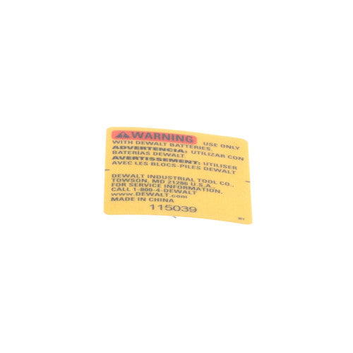 Dewalt Warning Label - N439105