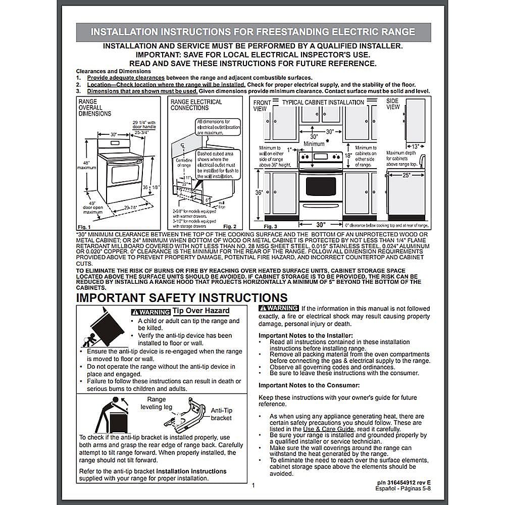 Electrolux Range Installation Manual - 316454912