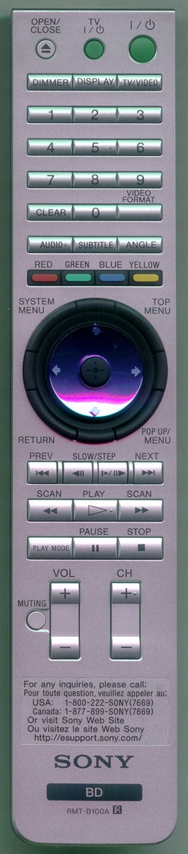 Sony Remote (Rmt-B100A) U2 Silver - 1-479-848-11