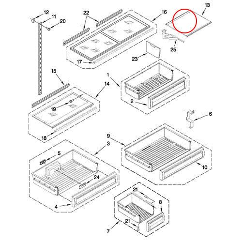 Whirlpool Refrigerator Glass Shelf WPW10198700