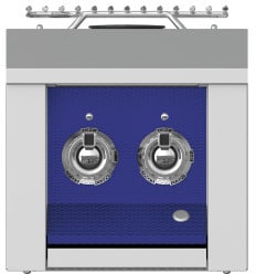 Hestan AEB122LPBU 12 Inch Built-In Double Side Burner with Stainless Steel Cover and LED-Illuminated Control Panel - Blue