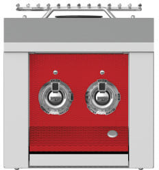 Hestan AEB122LPRD 12 Inch Built-In Double Side Burner with Stainless Steel Cover and LED-Illuminated Control Panel - Red