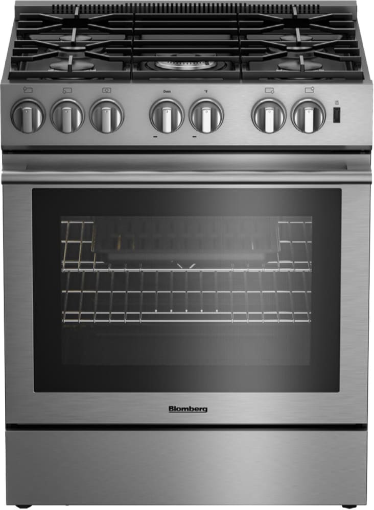 Blomberg 7732187942 30 Inch Slide-In Gas Range with 5 Sealed Burners, 5.9 cu.ft. Capacity, Convection Oven - Bgr30522Ss