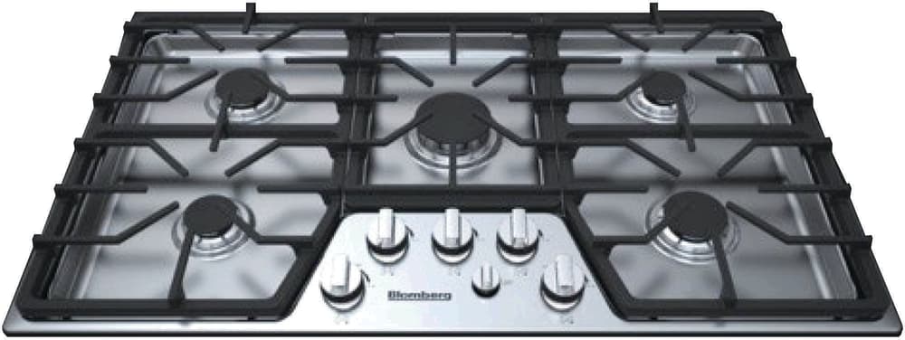 Blomberg 7751688350 36 Inch Gas Cooktop with 5 Sealed Burners, Cast Iron Pan Supports, Power Burner with Simmering - Ctg36500Ss