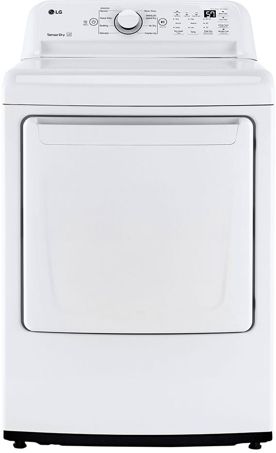 LG DLE7000W 27 Inch Electric Dryer with 7.3 Cu. Ft. Capacity, 8 Dryer Programs, Sensor Dry, Speed Dry, Wrinkle Care Option, FlowSenseâ„¢ Duct Clogging, and Energy Star Certified
