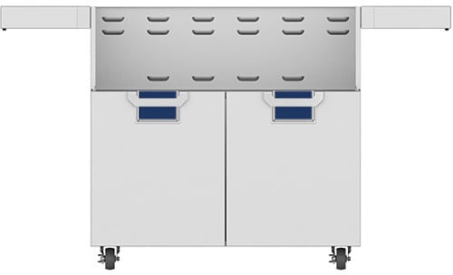 Hestan ECD36DB 36 Inch Double Door Cart with Marquise„ Accented Panels and Fold-Down Side Shelves - Dark Blue