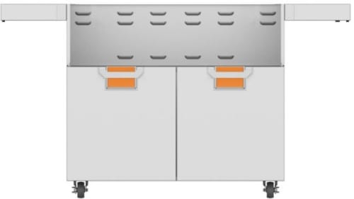 Hestan ECD42OR 42 Inch Double Door Cart with Marquise„ Accented Panels and Fold-Down Side Shelves - Orange