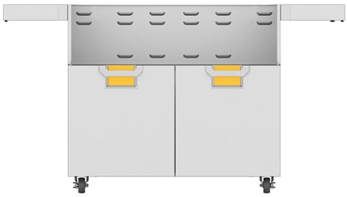 Hestan ECD42YW 42 Inch Double Door Cart with Marquise„ Accented Panels and Fold-Down Side Shelves - Yellow