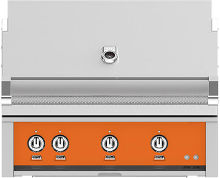 Hestan GMBR36LPOR 36 Inch Built-In Grill with with 653 sq. in. Grilling Area, 2 Trellis Tubular Burners, 1 Sear Burner, Rotisserie - Orange