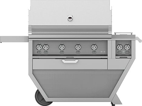 Hestan GSBR42CX2LP 61 Inch Freestanding Grill with 782 sq. in. Grilling Area, 4 Sear Burners, Rotisserie, Double Side Burners, 148,000 BTU, Horizon Spring Assisted Hood