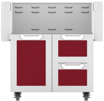 Hestan GCR30BG 30 Inch Double Drawer and Door Grill Cart - Burgundy