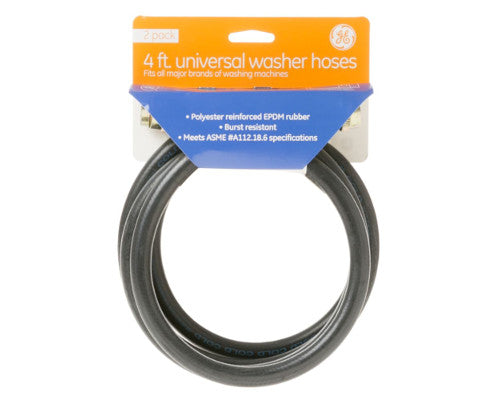 GE Washing Machine Rubber Inlet Hose (4FT, 2 Pack) GFWR4800F1WW