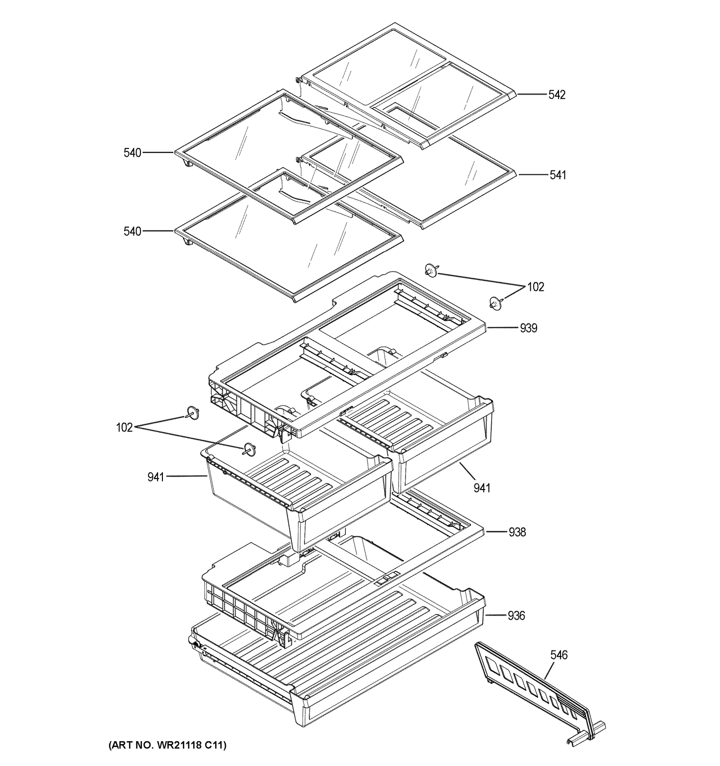 GE Quick Space Shelf WR71X30139
