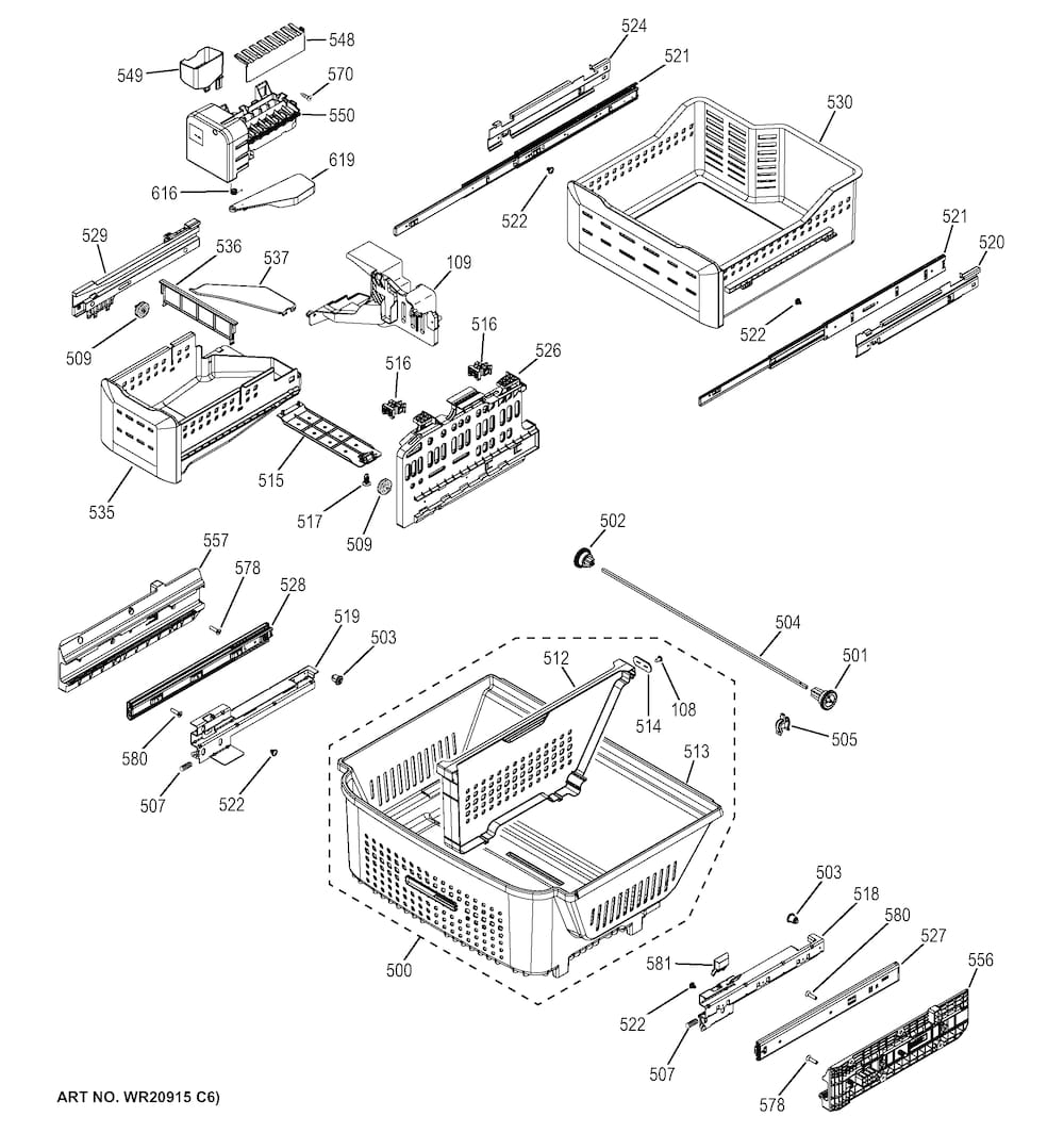 GE Refrigerator and Freezer Lower Drawer Gear WR02X13629