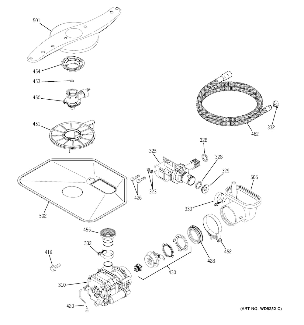 GE Dishwasher Drain Pump Assembly WD26X10025