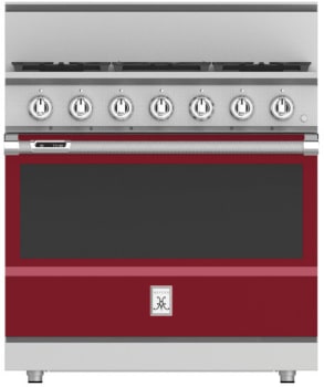 Hestan KRD365NGBG 36 Inch Duel Fuel Range with 5 Burners - NG - Burgundy