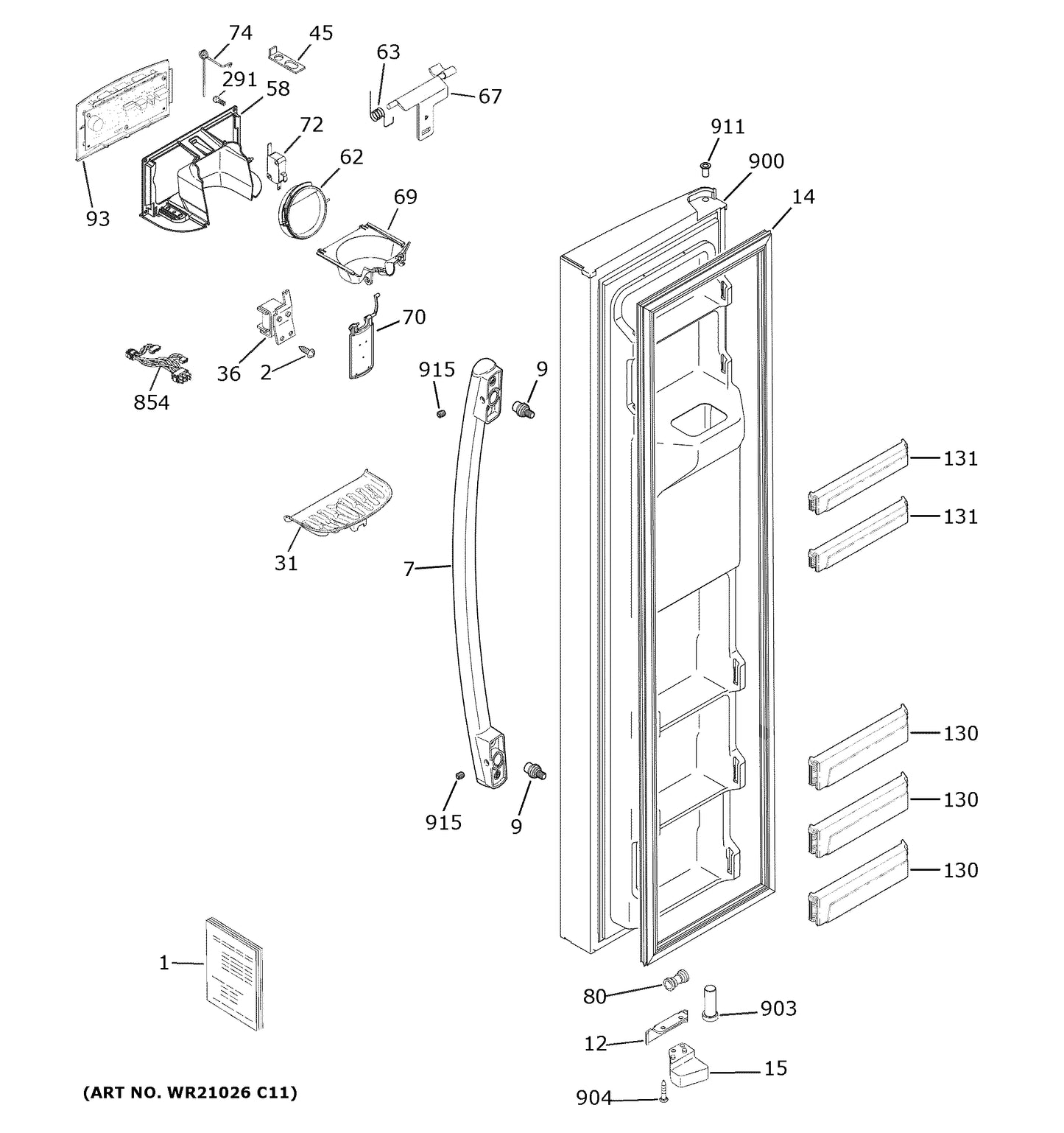 GE Part# WR17X38320 Shelf Door (Upper) - Genuine OEM