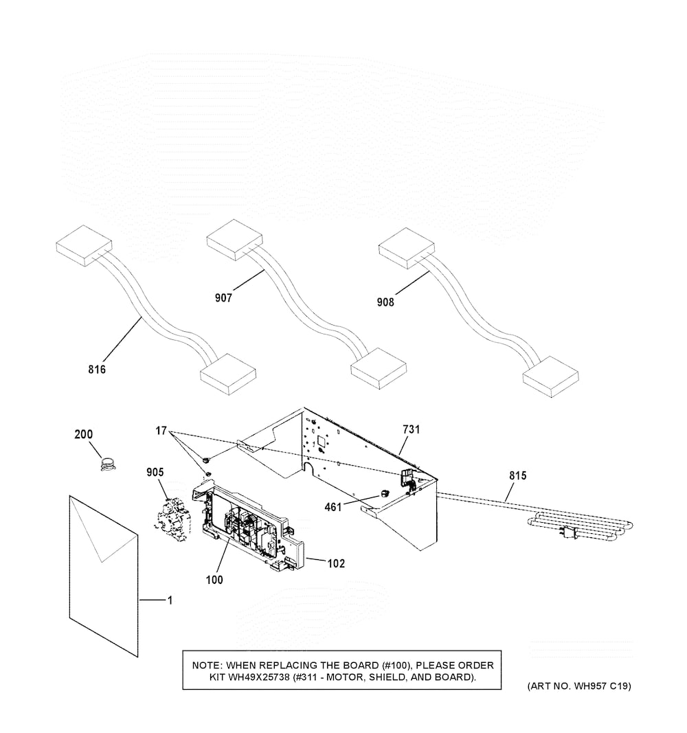 GE Drive Motor and Shield Assembly WH49X25738