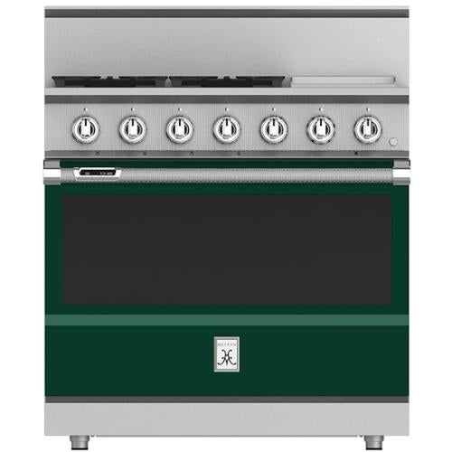 Hestan KRD364GDLPGR Range, 4 Burner With Griddle, Dual Fuel, 36-Inch - Lp - Gree