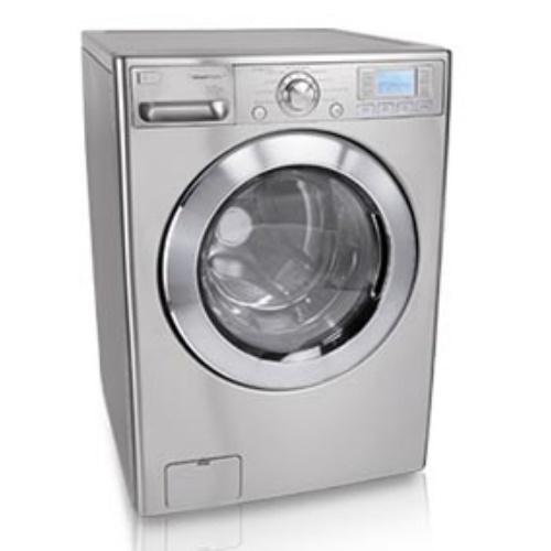 LG WM0001HTMA 27 Inch Front-Load Steam Washer with 4.2 cu. ft. Capacity, 9 Wash Programs, Spin Speed of 1320 RPMs and Blue LCD Display: Stainless Steel