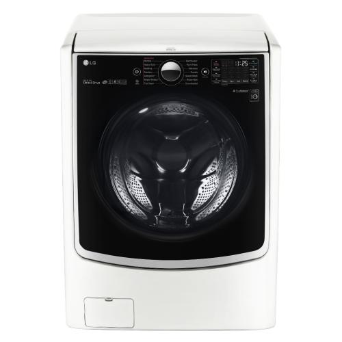 LG WM5000HWA 27 Inch 4.5 cu. ft. Front Load Washer with 14 Wash Programs, 1,300 RPM, Steam, TurboWash, Allergiene Cycle, LG Twin Wash Compatibility, SenseClean, LoDecibel Quiet Operation, NeveRust Stainless Steel Drum and ENERGY STAR Certification
