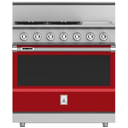 Hestan KRD364GDNGRD Range, 4 Burner With Griddle, Dual Fuel, 36-Inch - Ng - Red