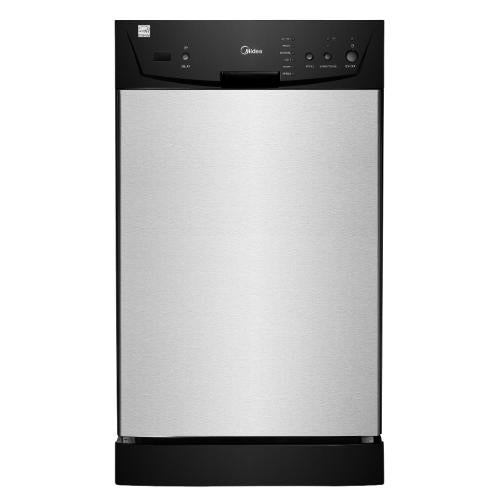 Midea M18DB9339SS3A2 18-Inch Space-Saving Built-In Dishwasher, Black/Stainless