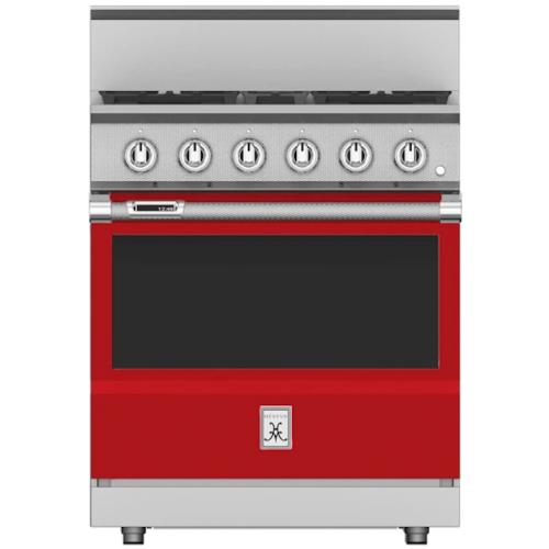 Hestan KRD304LPRD Range, 4 Burner, Dual Fuel, 30-Inch -Lp-Red