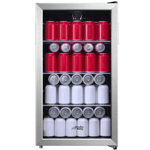 Midea ARV115B1ASLT Arctic King 115 Can Beverage Cooler, Stainless Steel Frame