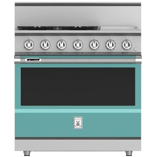 Hestan KRD364GDNGTQ Range, 4 Burner With Griddle, Dual Fuel, 36-Inch - Ng - Turq
