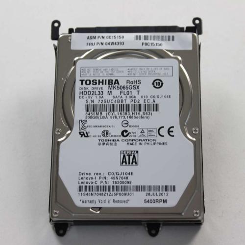 Lenovo Part# 04W4393 Hdd 500G 5400Rpm Toshiba (OEM)