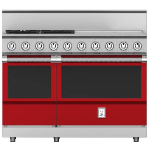 Hestan KRG484GDLPRD Range, 4 Burner With Griddle, All Gas, 48-Inch - Lp - Red