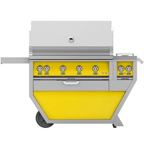 Hestan GABR42CX2NGYW Grill, (4) Trellis, Rotisserie, Deluxe Cart W/ Side Burner,