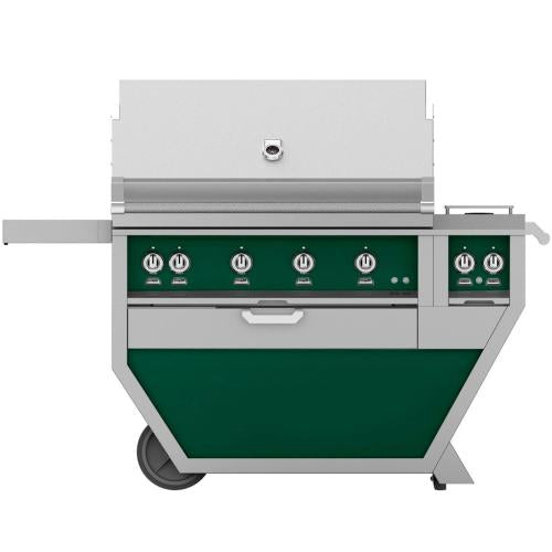 Hestan GABR42CX2NGGR Grill, (4) Trellis, Rotisserie, Deluxe Cart W/ Side Burner,