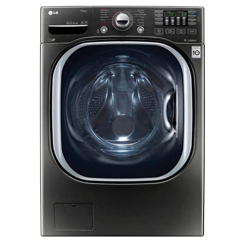 LG WM4370HKA 27 Inch Front Load Washer with 4.5 cu. ft. Capacity, 14 Wash Programs, Steam, TurboWash, Speed Wash, Allergiene Cycle, Sanitary Cycle, 4-Tray Dispenser, LoDecibel Quiet Operation and ENERGY STAR Qualification: Black Stainless Steel