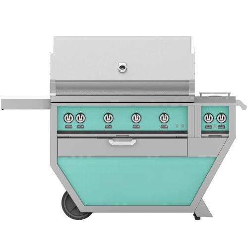 Hestan GSBR42CX2NGTQ Grill, (4) Sear, Rotisserie, Deluxe Cart W/ Side Burner, 42-